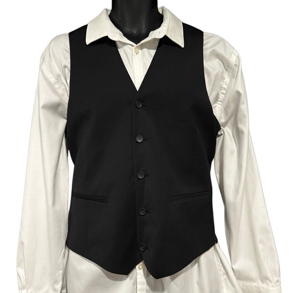 Awearness Kenneth Cole Black 5 Button Suit Dress Vest Extreme Slim Fit Men’s Sma